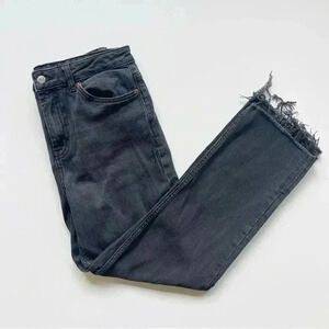 Topshop Black High Rise Split Hem Straight
Leg Jeans 30